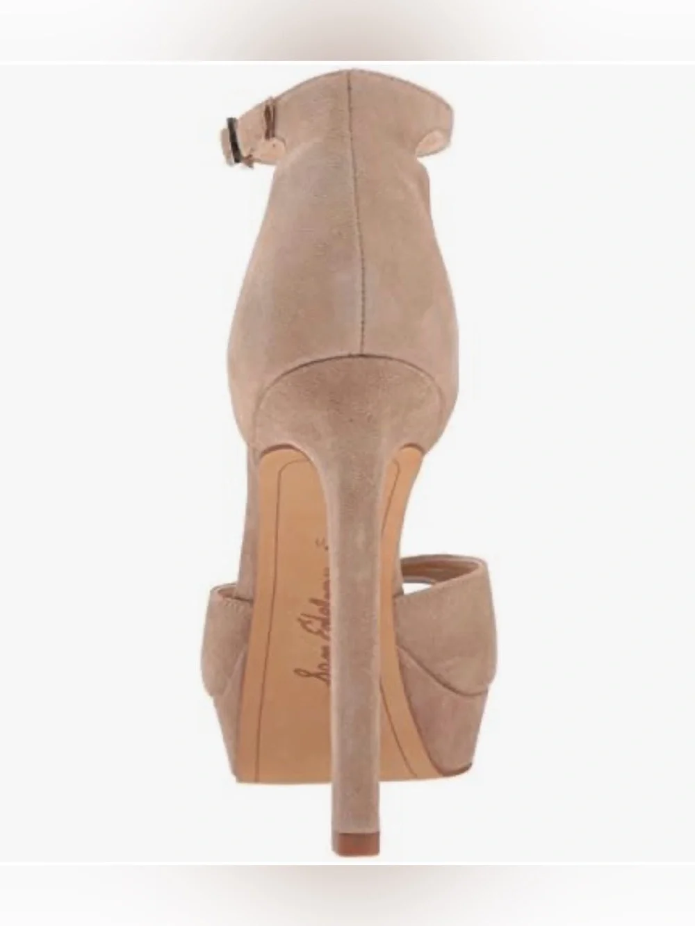 Sam Edelman Wallace Oatmeal Suede Ankle-Strap Platform Heels
